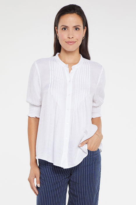 Nydj Women's Pleated Front Peasant Blouse